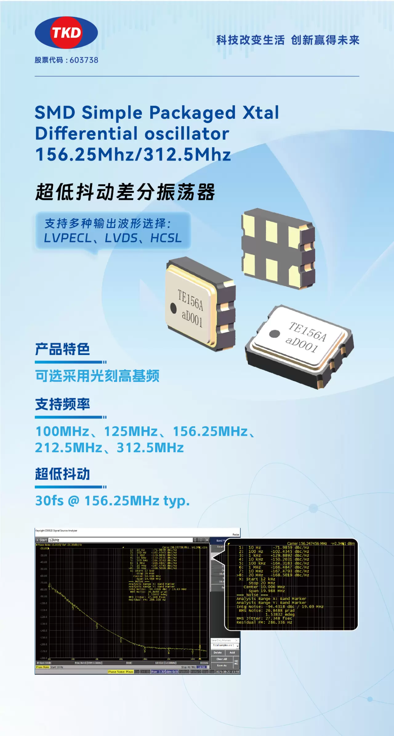 AG电投厅科技156.25MHz,213.5MHz超低抖动差分振荡器 AG电投厅科技156.25MHz,213.5MHz超低抖动差分振荡器